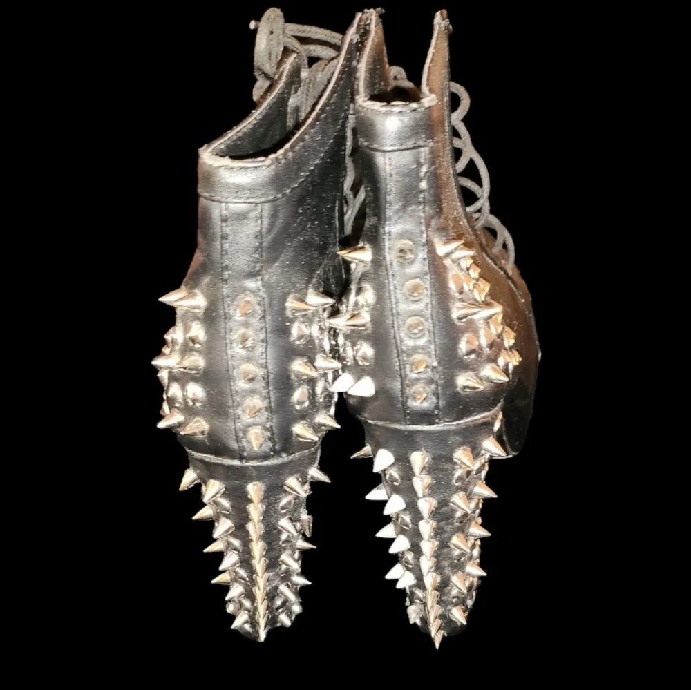 Jojo Cat Black Platform Studded Booties